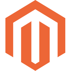 Magento Logo: Ein orangefarbenes, stilisiertes