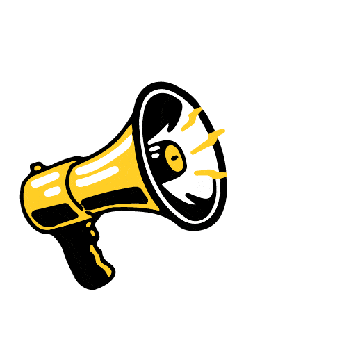 Gelbes Megafon strahlt ein goldenes Dollarzeichen auf schwarzem Hintergrund aus. Symbolisiert Marketing-Erfolg und Content-Monetarisierung.