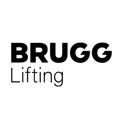 Schwarzes Brugg Lifting Logo. Oben in dicken Großbuchstaben Brugg und darunter Lifting.