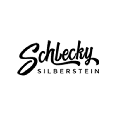 Das Logo von Schlecky Silberstein in schwarzer Ausführung. Es zeigt den individuellen Schriftzug des Namens.