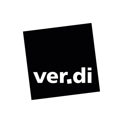 Ver.di Logo weiße Schrift auf schwarzem Hintergrund