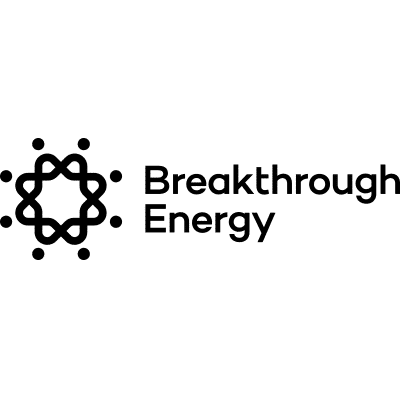 Das Logo von Breakthrough Energy in Schwarz. Es zeigt rechts einen zweizeiligen Schriftzug in Druckschrift. Breakthrough und darunter Energy. Links ein aus zwei wellenförmigen Linien ein Kreis und ringsherum Punkte.