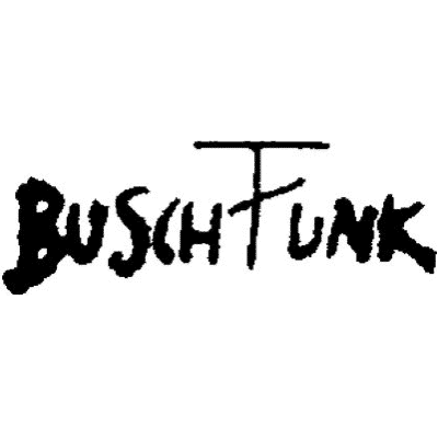Das Buschfunk-Logo in Schwarz. Es zeigt den Schriftzug