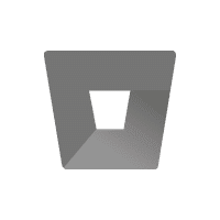 Bitbucket Logo: Ein graues, stilisiertes, nach oben geöffnetes Trapez mit einer dunklen Aussparung in der Mitte.