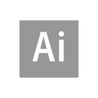 Adobe Illustrator Logo: weiße Buchstaben "Ai" in einem grauen Quadrat.
