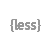 Less Logo: Der graue Schriftzug "{less}" in geschweiften Klammern.