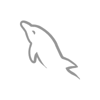 MySQL Logo: Eine stilisierte graue Delfin-Silhouette.