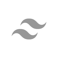 Tailwind CSS Logo: Zwei graue, wellenförmige oder geschwungene Formen, die sich spiegelverkehrt gegenüberliegen.