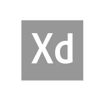 Adobe XD Logo: weiße Buchstaben "Xd" in einem grauen Quadrat.