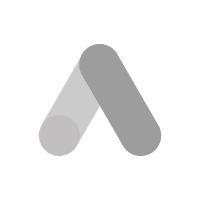 Google Ads Logo: Ein stilisiertes graues Dreieck oder Dach, geformt aus zwei abgerundeten Balken, die sich oben treffen.