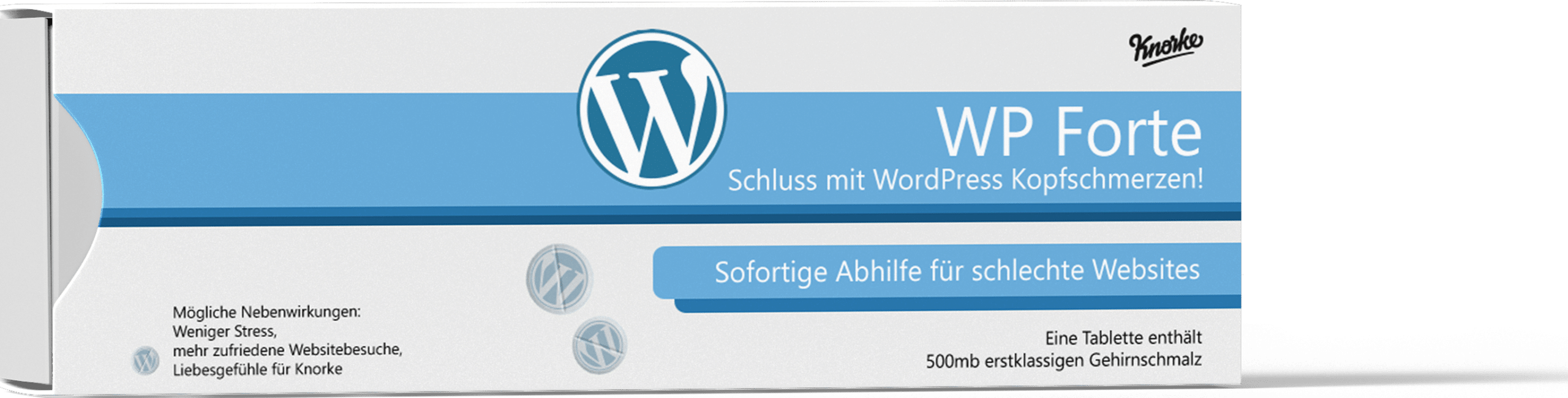 Tablettenverpackung in wei&szlig;/blau von WP Forte.