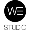 WeStudio Logo, schwarzer Kreis mit weißen Großbuchstaben WE darin. Drunter in Schwarz STUDIO.