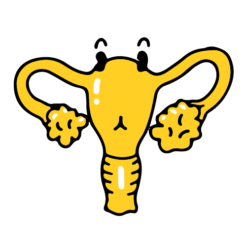 gelber Uterus mit Eierst&ouml;cken im Comicstyle