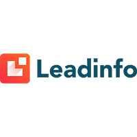 Orange blaues Leadinfo Logo. Links oranges Quadrat in dem sich ein aufgeteiltes weißes Quadrat befindet. Rechts blauer Leadinfoschriftzug.